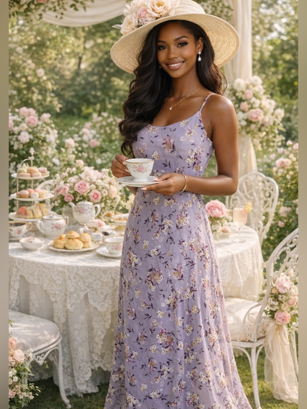 Fate Womens Floral  Maxi Dress Cottagecore Fairy Tea Party Derby Wedding Guest L